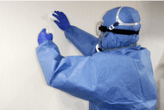 高い場所からコロナウイルスの消毒を開始